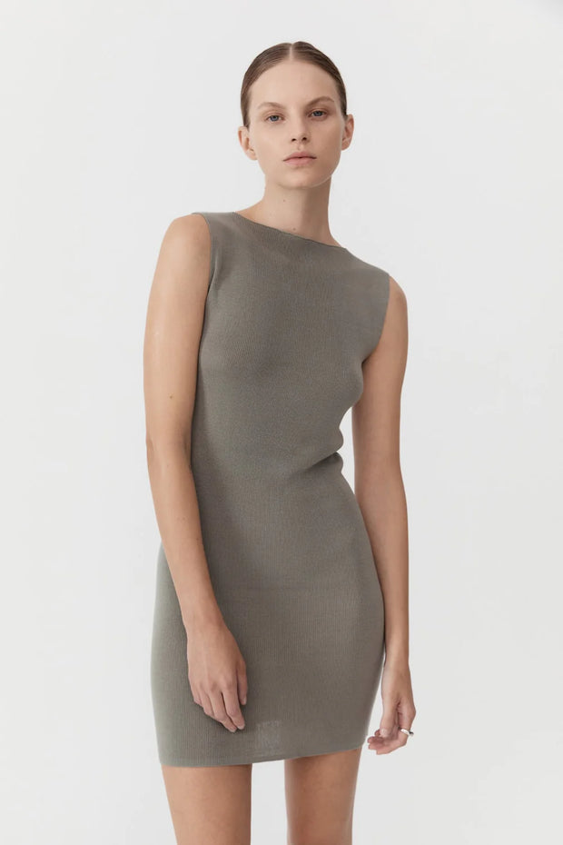COMING SOON: Vas Knit Mini Dress - Shadow - Caughley