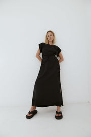 Ruched Detail Dress - Black