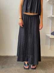 Woven Linen Bailey Skirt - Black