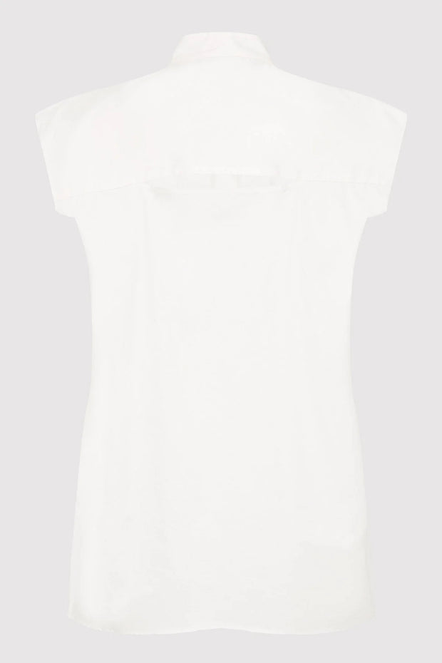 Sleeveless Tuck Detail Shirt - White - Caughley