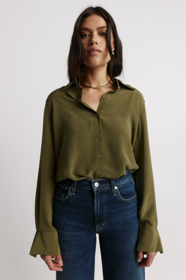 CAUGHLEY Silk Shirt - Green - Caughley