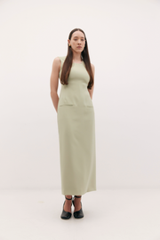 Antonia Dress - Moss Green Suiting - Caughley