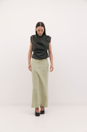 Jas Long Skirt - Moss Green Suiting - Caughley