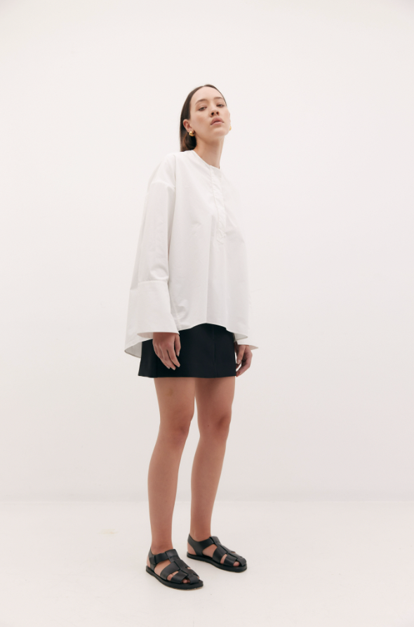 Darby Shirt - White Cotton - Caughley